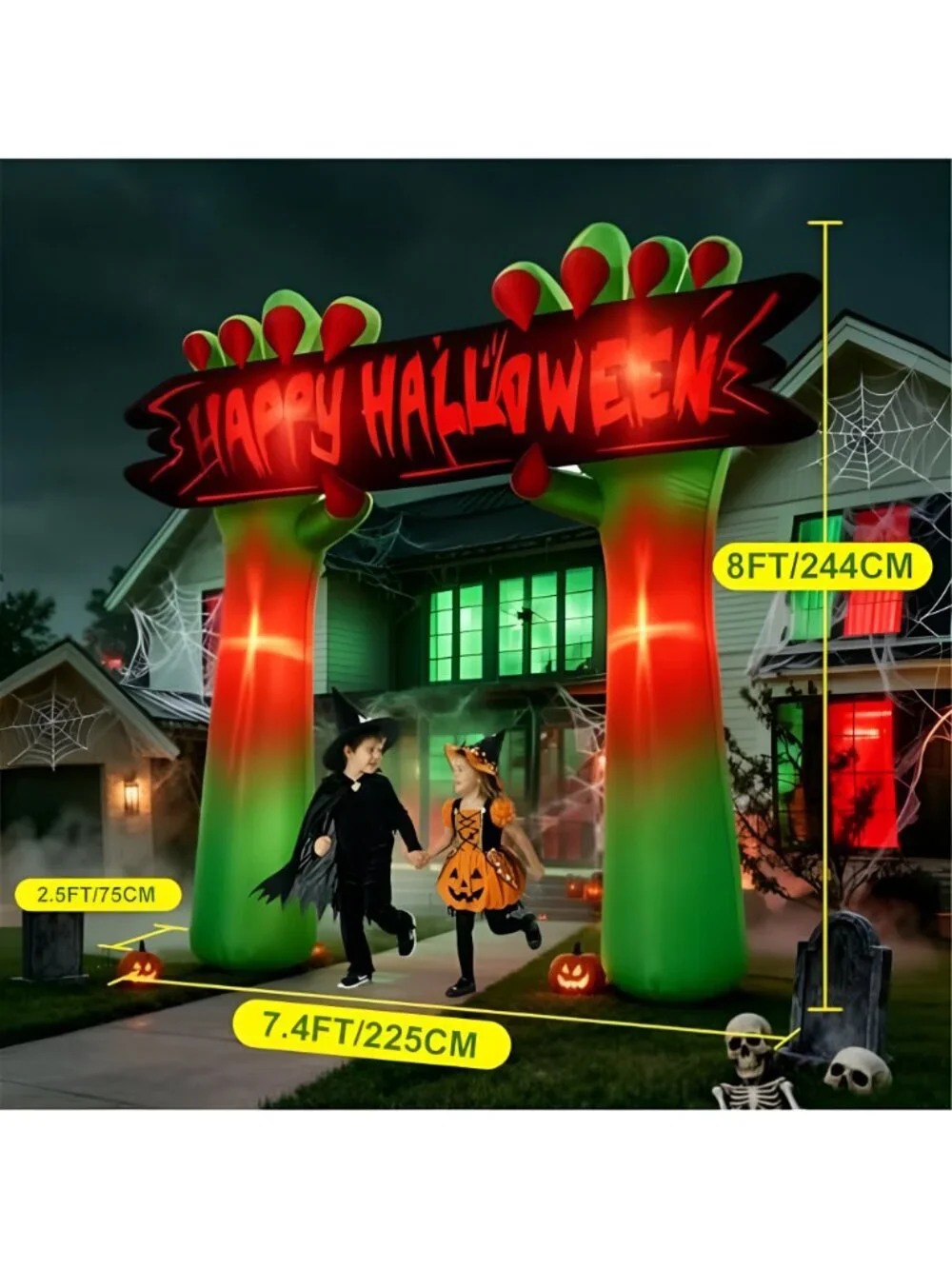 8FT Tall Halloween Inflatable Hand Archway Outdoor Decoration
